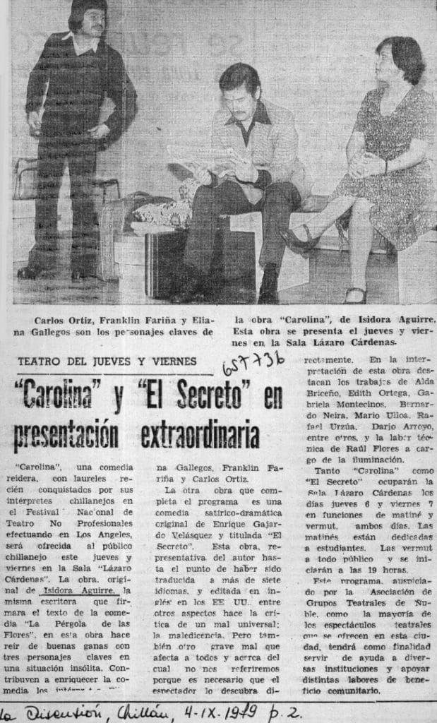 1979 - El secreto - Carolina - La Discusión 4 de septiembre - Biblioteca Nacional