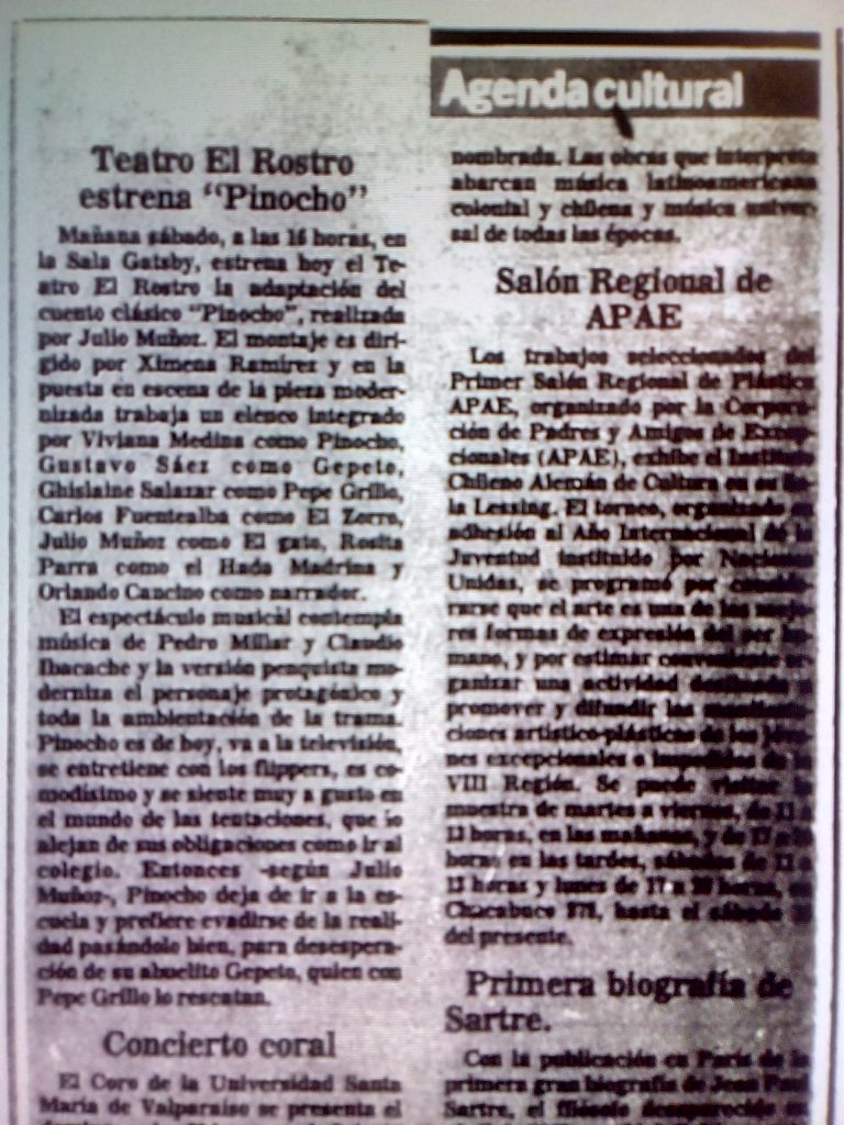1985 - Pinocho - El Sur 8 de noviembre
