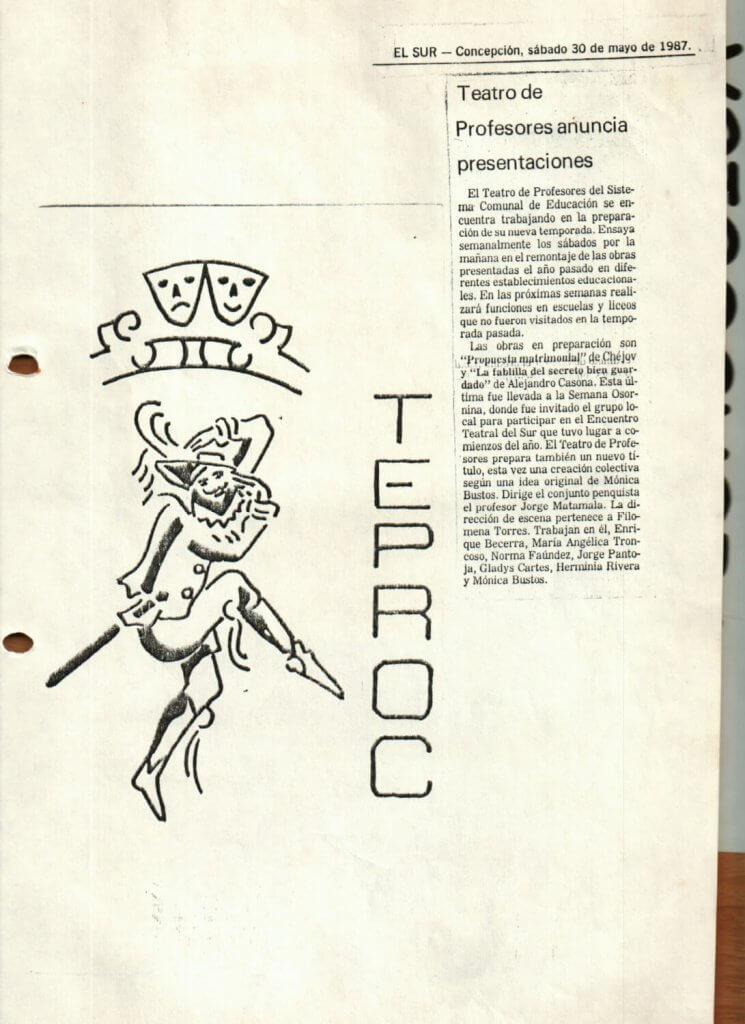 1987 - Propuesta matrimonial - La fablilla del secreto bien guardado - El Sur 30 de mayo - Gentileza del Colegio de Profesores
