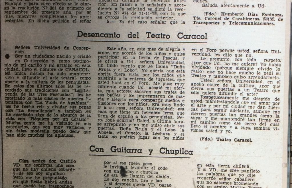 1978 - Desencanto del Teatro Caracol - El Sur 13 diciembre de 1978